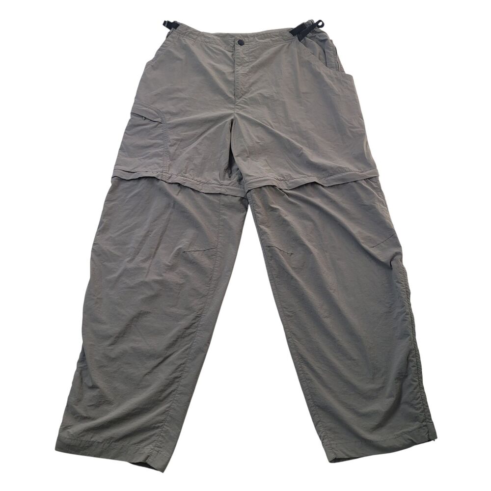 REI Womens Large Convertible Hiking Pants Gray Nylon Zip Off Outdoor Trail 30